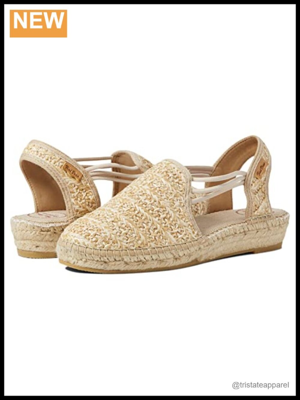 Textile Slip-On Wedge Sandals with Side Elastic and Round Toe